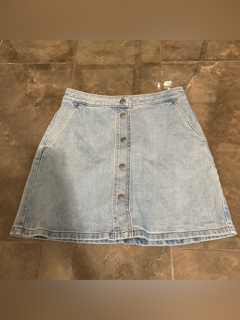 A.P.C. Light Blue Button-Front Denim Mini Skirt